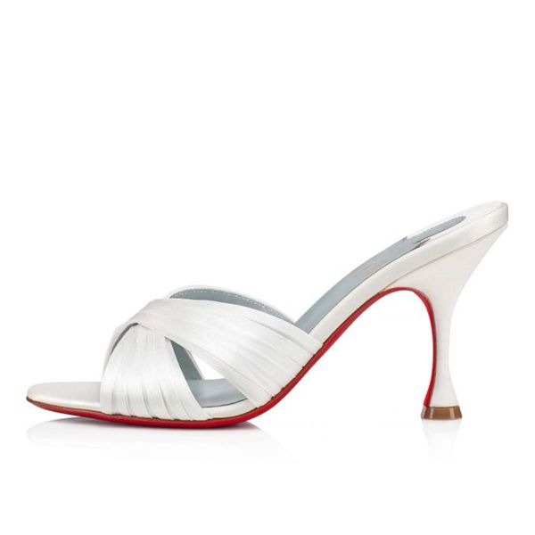 Christian Louboutin Mules Nicol Is Back 85 mm Off White/lining Blue Satin – Image 4