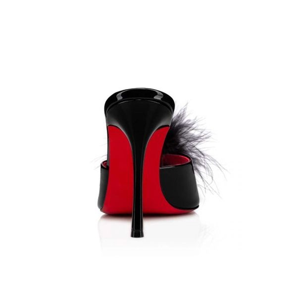 Christian Louboutin Mules Pin Up 100 mm Noir/lin Porpora-multi Vernis – Image 3