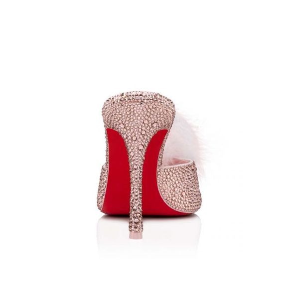 Christian Louboutin Mules Pin Up Strass 100 mm Poupee/vint Rose/lin Poupee-mu Daim – Image 4