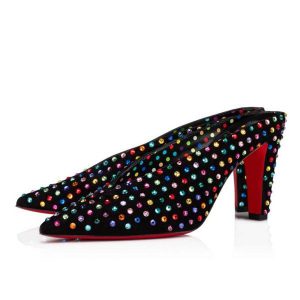 Christian Louboutin Mules Veryvee Strass Boum 85 mm Bk/mix Multi/lin Bk-multi Daim Cuir