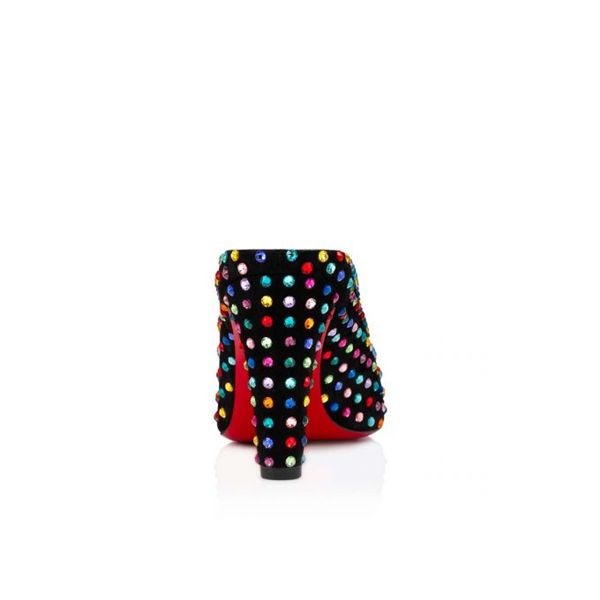 Christian Louboutin Mules Veryvee Strass Boum 85 mm Bk/mix Multi/lin Bk-multi Daim Cuir – Image 3