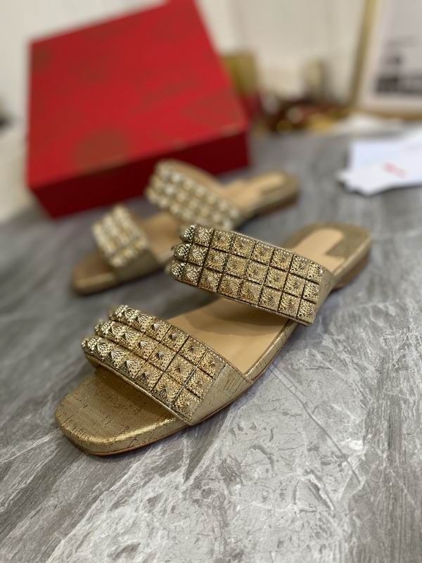 Christian Louboutin Myriadiam Sandales Plates à Bride Liège Métallique Or – Image 2