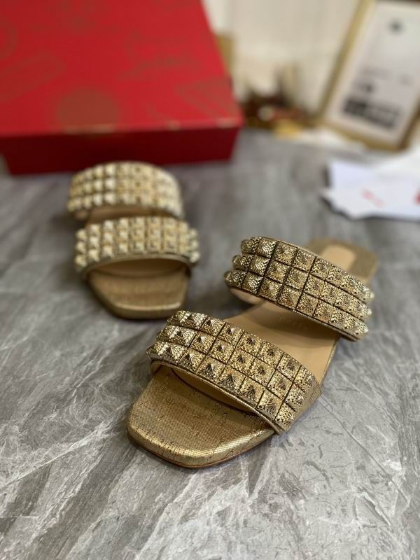 Christian Louboutin Myriadiam Sandales Plates à Bride Liège Métallique Or – Image 3