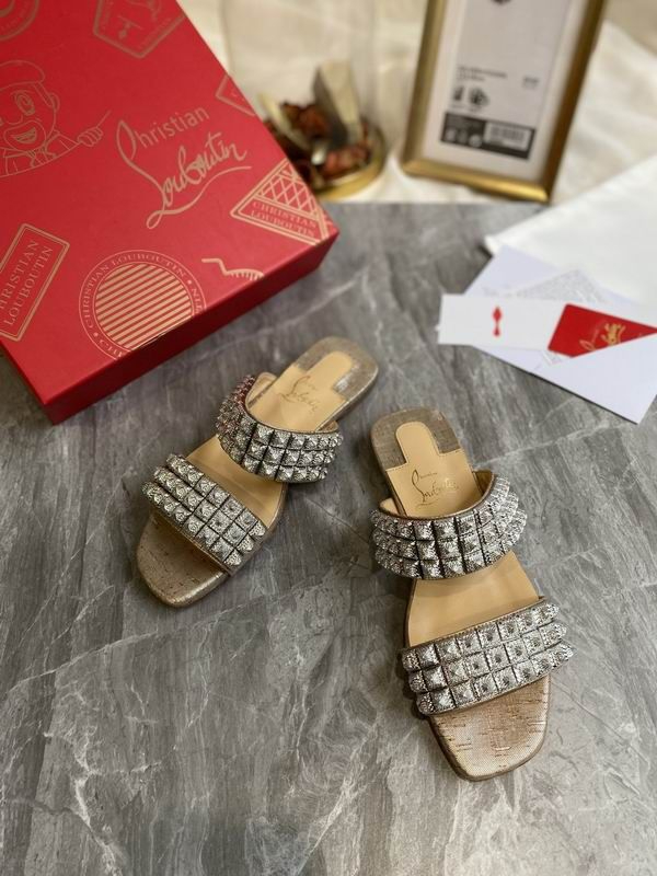 Christian Louboutin Myriadiam Sandales Plates à Bride Argent Métallique et Liège