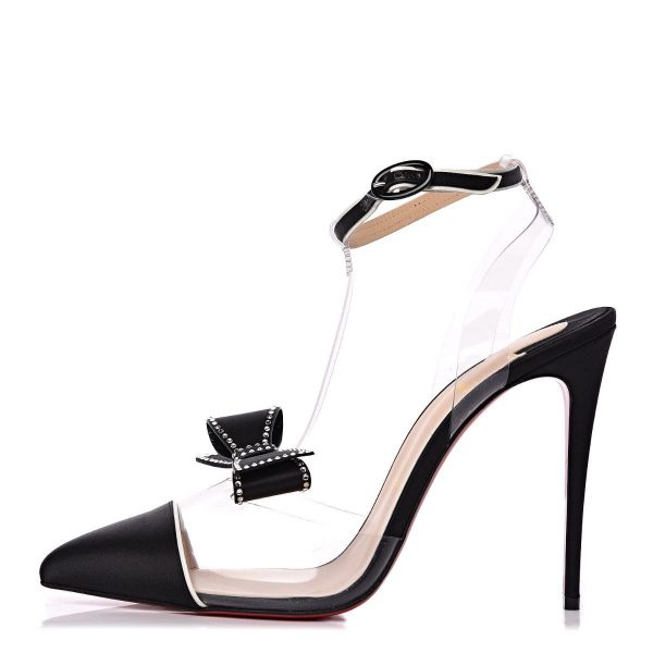 Christian Louboutin Naked Bow 100mm Sandales en PVC et Satin Noir