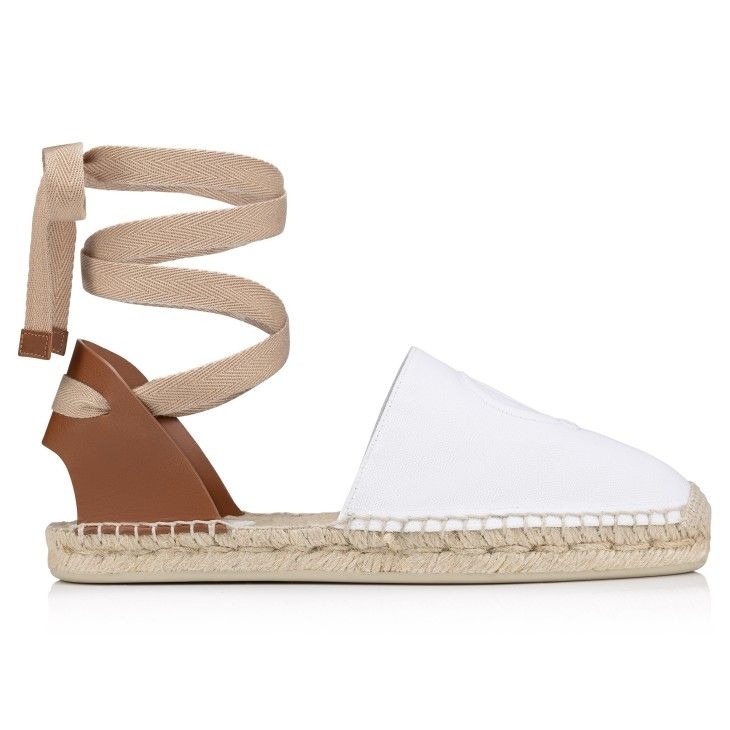 Christian Louboutin Espadrilles Nanou Lace Cl en toile olona et cuir bianco – Image 2