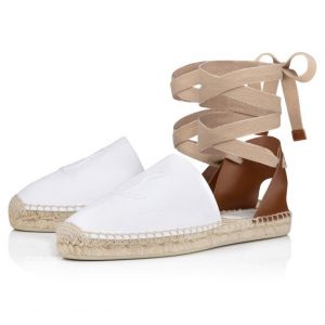 Christian Louboutin Espadrilles Nanou Lace Cl en toile olona et cuir bianco