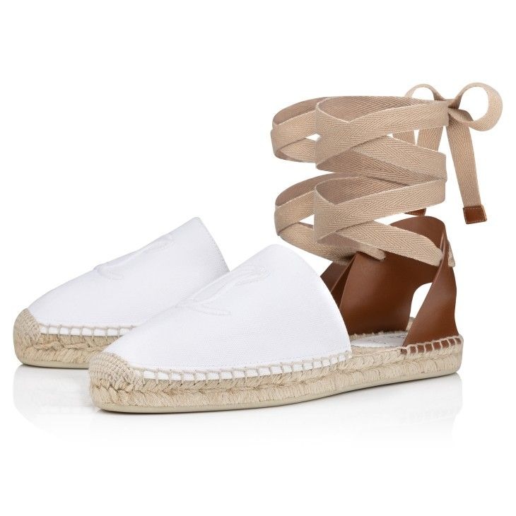 Christian Louboutin Espadrilles Nanou Lace Cl en toile olona et cuir bianco