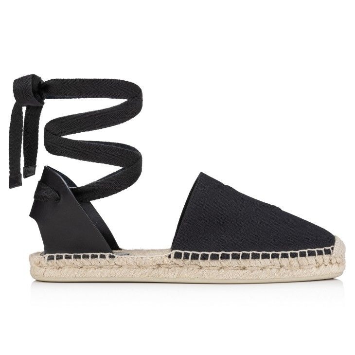 Christian Louboutin Espadrilles Nanou Lace Cl en toile olona et cuir noir – Image 2