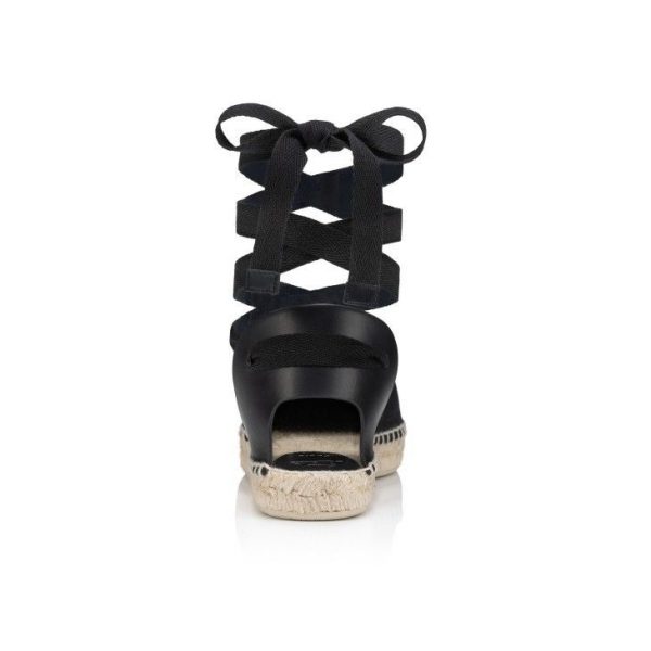 Christian Louboutin Espadrilles Nanou Lace Cl en toile olona et cuir noir – Image 3