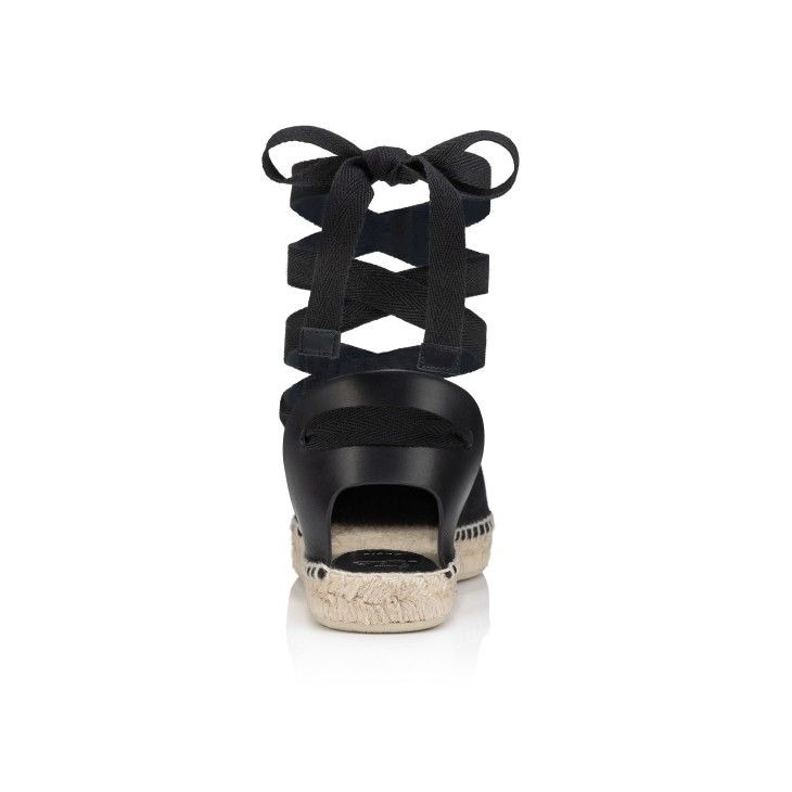 Christian Louboutin Espadrilles Nanou Lace Cl en toile olona et cuir noir – Image 3