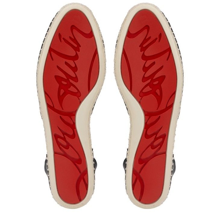 Christian Louboutin Espadrilles Nanou Lace Cl en toile olona et cuir noir – Image 5