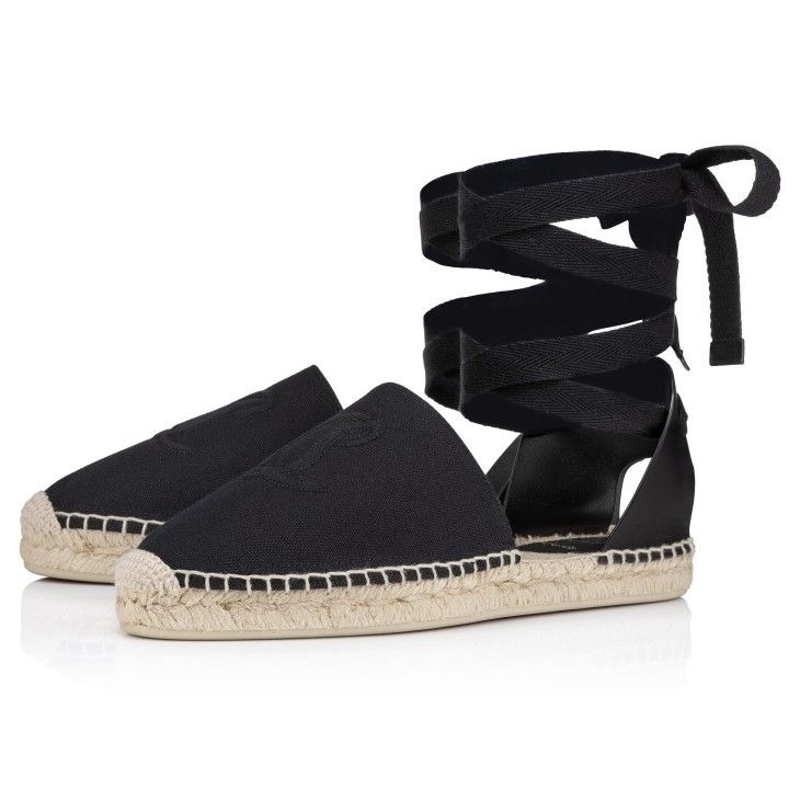 Christian Louboutin Espadrilles Nanou Lace Cl en toile olona et cuir noir