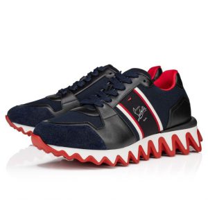 Christian Louboutin Nastroshark Baskets Femme en Toile Olona et Cuir de Veau Marine