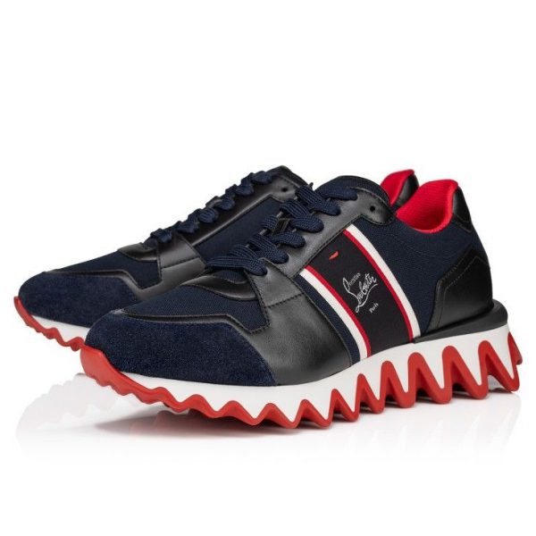 Christian Louboutin Nastroshark Baskets Femme en Toile Olona et Cuir de Veau Marine
