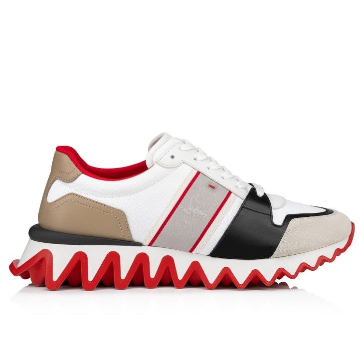 Christian Louboutin Nastroshark Baskets Femme en Toile Olona et Cuir de Veau Blanc – Image 2