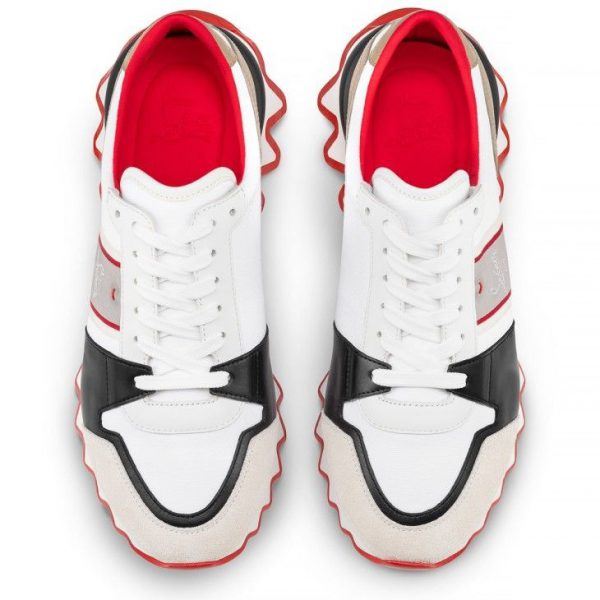 Christian Louboutin Nastroshark Baskets Femme en Toile Olona et Cuir de Veau Blanc – Image 4