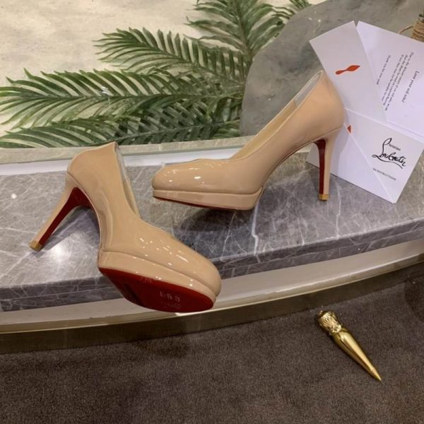 Christian Louboutin New Simple Escarpins 85mm Cuir Verni Nude – Image 2