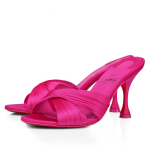 Christian Louboutin Mules Nicol Is Back 85 mm en satin crêpe rose