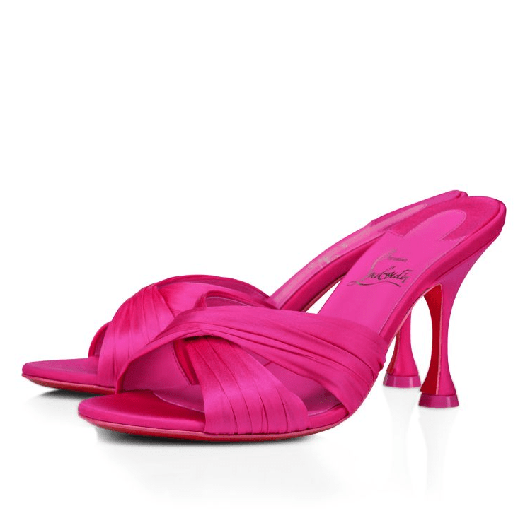 Christian Louboutin Mules Nicol Is Back 85 mm en satin crêpe rose