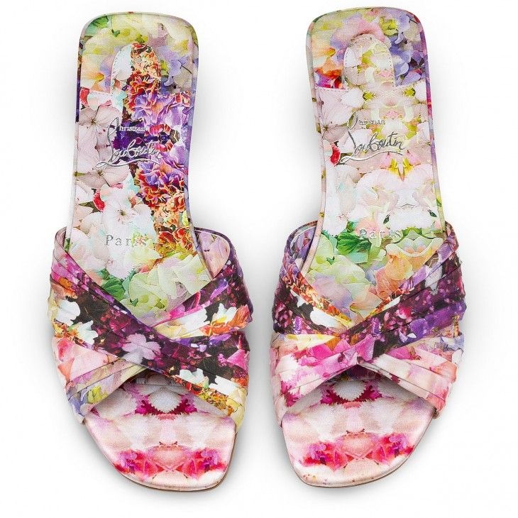 Christian Louboutin Nicol Is Back Mules Satin Crêpe Imprimé Fleuri Multicolore – Image 3