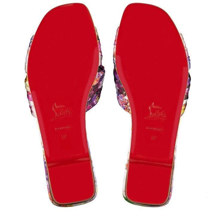Christian Louboutin Nicol Is Back Mules Satin Crêpe Imprimé Fleuri Multicolore – Image 4