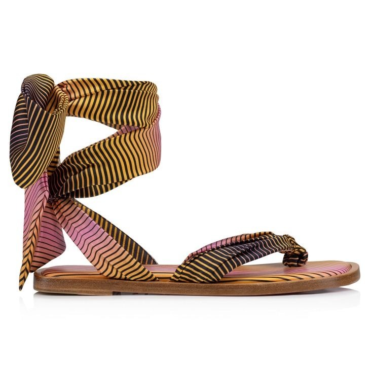 Christian Louboutin Nilo Du DéSert Mules Satin Crêpe Imprimé Aftersun Multicolore – Image 2