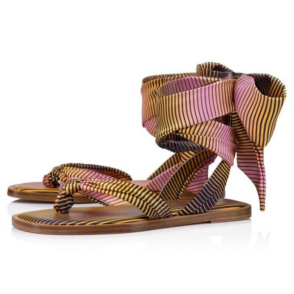 Christian Louboutin Nilo Du DéSert Mules Satin Crêpe Imprimé Aftersun Multicolore
