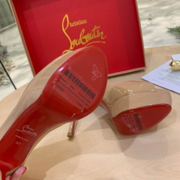 Christian Louboutin Fetish Peep Nude 130mm Escarpins Cuir Verni – Image 4