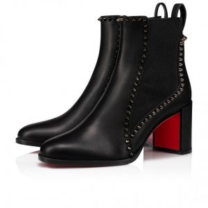 Christian Louboutin Out Line Spikes 70 Mm Bottines Basses en Cuir de Veau Noir