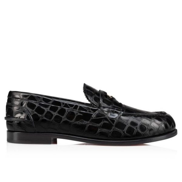 Christian Louboutin Mocassins Penny en cuir de veau embossé alligator noir – Image 2