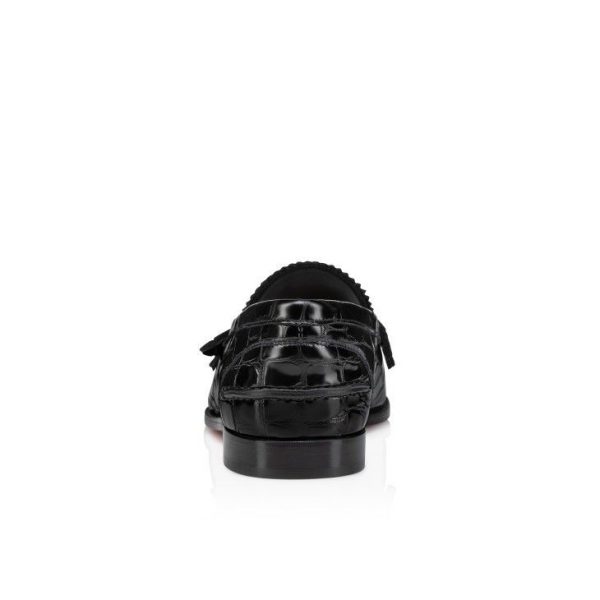 Christian Louboutin Mocassins Penny en cuir de veau embossé alligator noir – Image 3