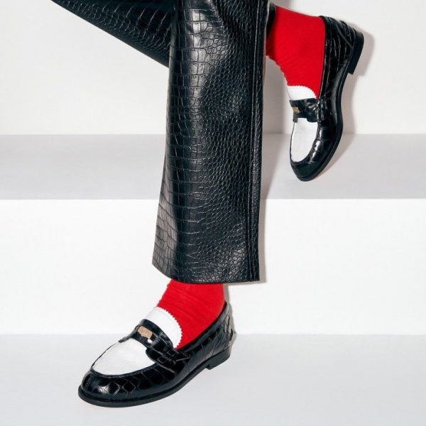 Christian Louboutin Mocassins Penny en cuir de veau embossé alligator blanc – Image 5