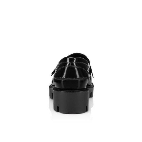 Christian Louboutin Penny Lug Mocassins Femme en Cuir de Veau Abrasivato Noir – Image 3