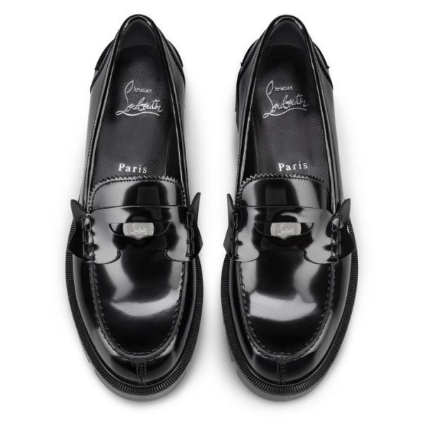Christian Louboutin Penny Lug Mocassins Femme en Cuir de Veau Abrasivato Noir – Image 4