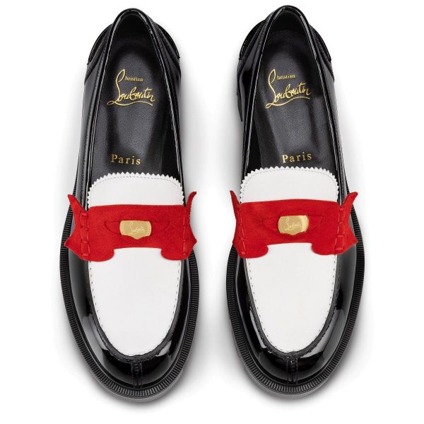 Christian Louboutin Penny Lug Mocassins Femme en Cuir de Veau et Veau Velours Rouge – Image 3