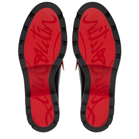 Christian Louboutin Penny Lug Mocassins Femme en Cuir de Veau et Veau Velours Rouge – Image 4