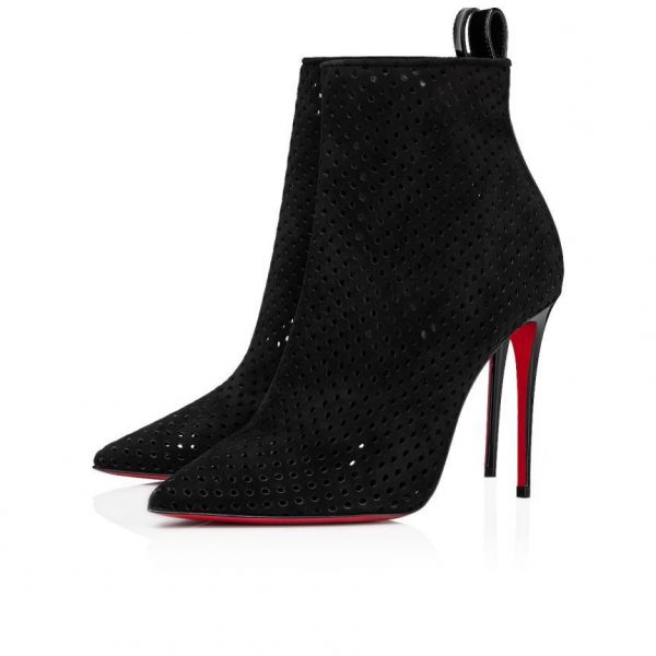 Christian Louboutin Perfokate Booty 100 mm Veau Velours et Cuir Verni Noir
