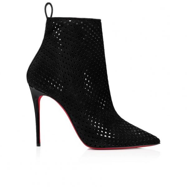 Christian Louboutin Perfokate Booty 100 mm Veau Velours et Cuir Verni Noir – Image 2