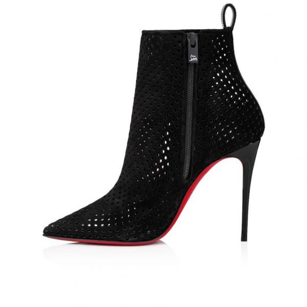 Christian Louboutin Perfokate Booty 100 mm Veau Velours et Cuir Verni Noir – Image 3