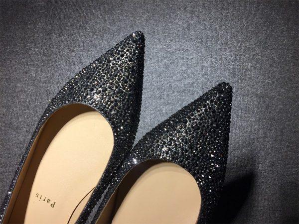 Christian Louboutin Pigalle Ballerines avec Strass Noir – Image 2