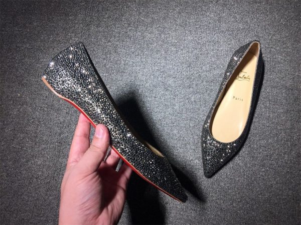 Christian Louboutin Pigalle Ballerines avec Strass Noir – Image 3
