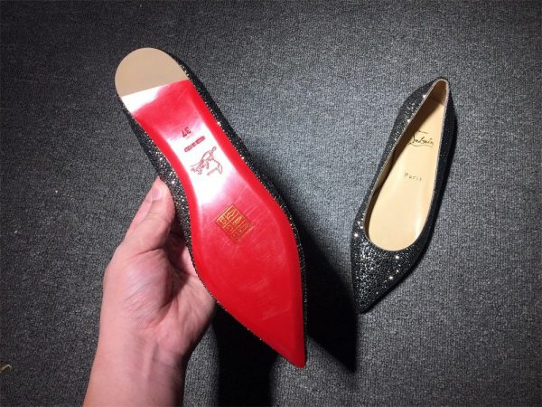 Christian Louboutin Pigalle Ballerines avec Strass Noir – Image 4