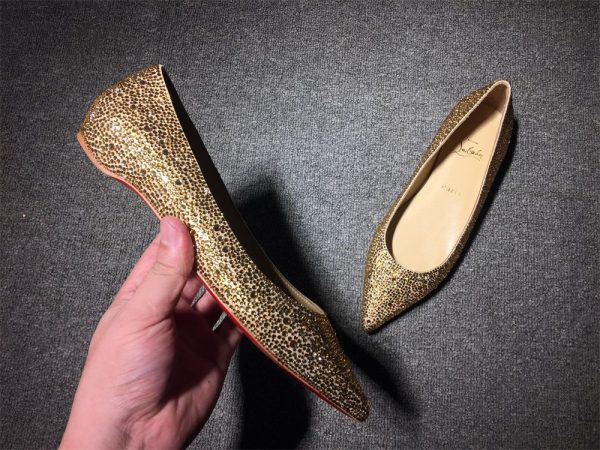 Christian Louboutin Pigalle Ballerines avec Strass Or – Image 2