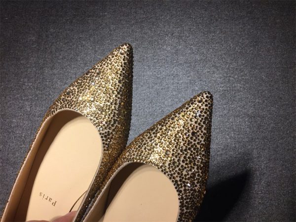 Christian Louboutin Pigalle Ballerines avec Strass Or – Image 5