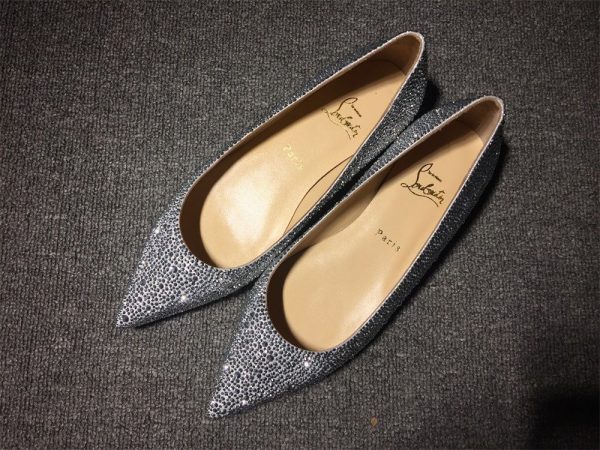 Christian Louboutin Pigalle Ballerines avec Strass Argent