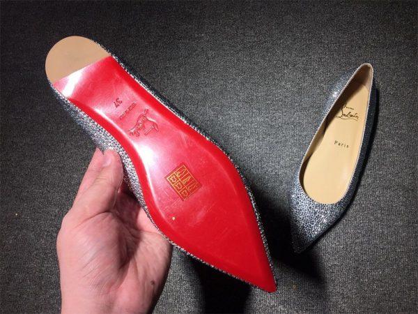Christian Louboutin Pigalle Ballerines avec Strass Argent – Image 2