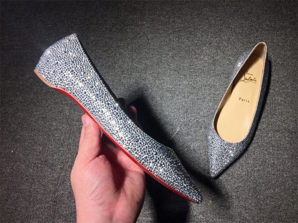 Christian Louboutin Pigalle Ballerines avec Strass Argent – Image 3