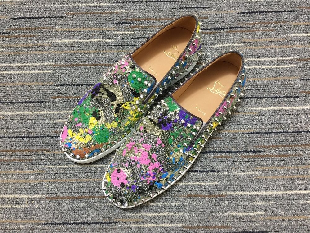 Christian Louboutin Baskets Femme Pik Boat Spikes Slip-on Plate Multicolore