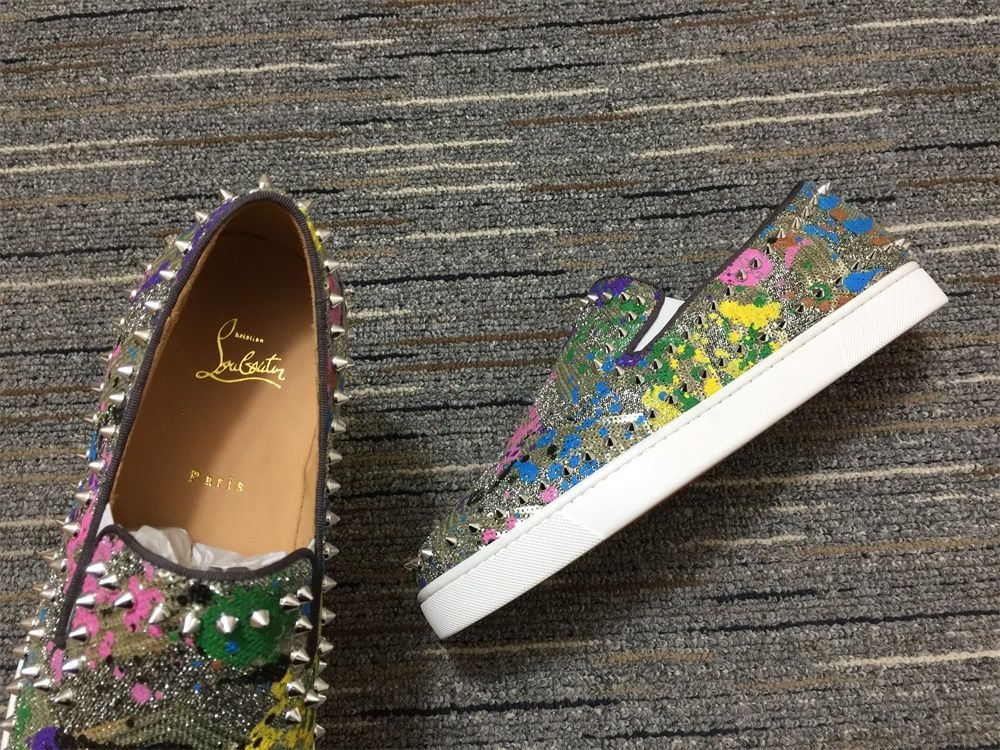 Christian Louboutin Baskets Femme Pik Boat Spikes Slip-on Plate Multicolore – Image 3